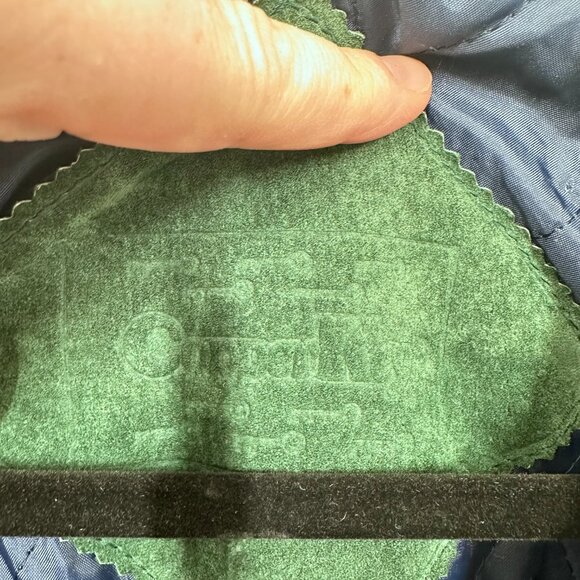 Green & Blue Suede Leather Bomber Jacket 80s Vintage Copper Key Size Medium - Picture 6 of 12